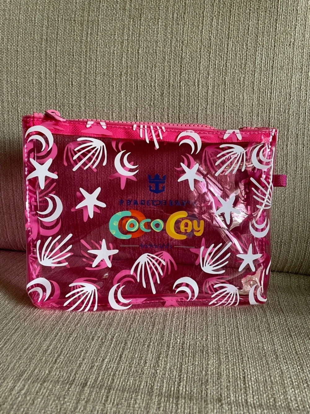 Royal Caribbean Perfect Day in Coco Cay Clear Pink Tote with Matching Pouch - Picture 2 of 7